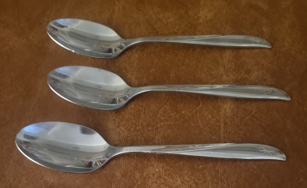 3 Piece Set Oneida Community Stainless Twin Star Teaspoons VTG Cottagecore MCM